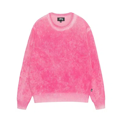 Pre-owned Stussy Faded Knit Crew 'pink'