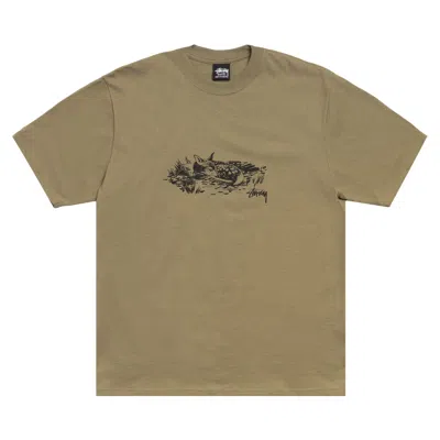 Pre-owned Stussy Fawn Tee 'army' | Tan | Men's Size M In Brown