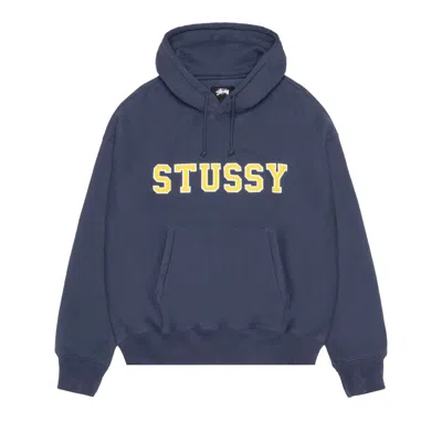 Pre-owned Stussy Felt Applique Hoodie 'navy' | Blue | Men's Size M