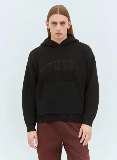 Stussy Stüssy Felt Patch Hooded Knit Sweater In Black
