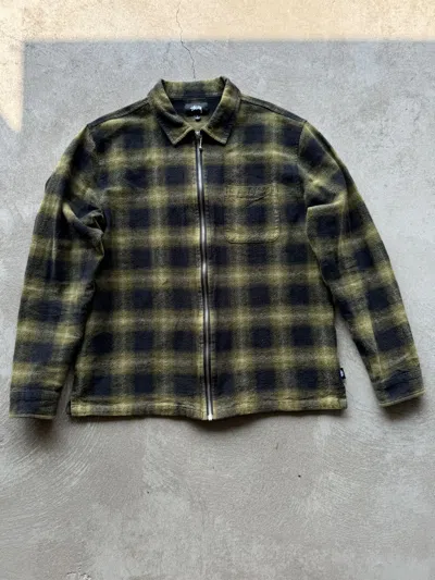 Pre-owned Stussy Flannel Overshirt Zip Jacket In Multicolor