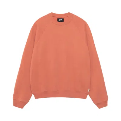 Pre-owned Stussy Fleece Raglan Crew 'brick' | Orange | Men's Size M