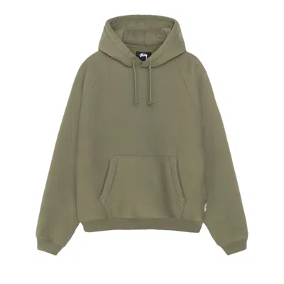 Pre-owned Stussy Fleece Raglan Hoodie 'olive' In Green