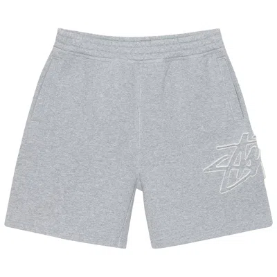 Pre-owned Stussy Fleece Tonal Appliqué Short 'grey Heather'