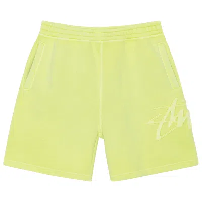 Pre-owned Stussy Fleece Tonal Appliqué Short 'lime' | Green | Men's Size L