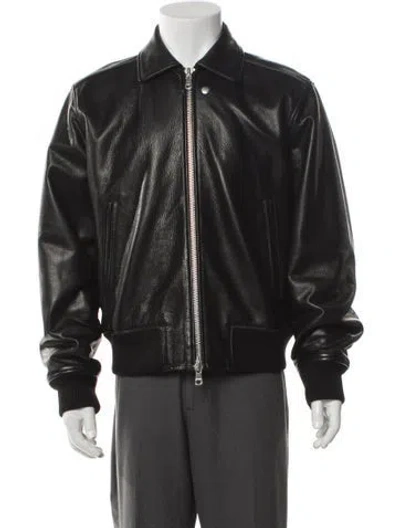Pre-owned Stussy Flight Leather Bomber Jacket In Black