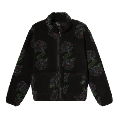 Pre-owned Stussy Flor Sherpa Mock Neck Jacket 'black' | Men's Size M