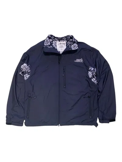Stussy Floral-detail Jacket In Blue