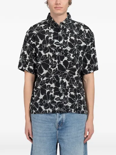 Stussy Floral Hawaiian Shirt In Black