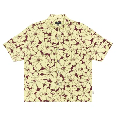 Pre-owned Stussy Floral Hawaiian Shirt 'lime' | Green | Men's Size L