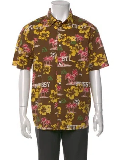 Pre-owned Stussy Floral Print Short Sleeve Shirt In Multi