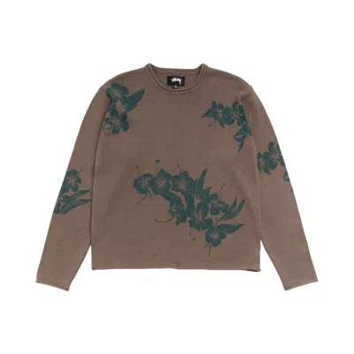 Pre-owned Stussy Floral Roll Neck Sweater 'brown' | Men's Size M