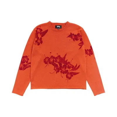 Pre-owned Stussy Floral Roll Neck Sweater 'rust' | Red | Men's Size Xxl
