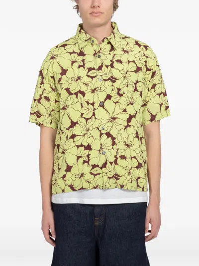 Stussy Floral-detail Buttoned Shirt In Green
