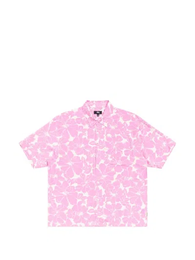 Stussy Floral-print Short-sleeve Shirt In Pink