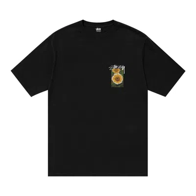 Pre-owned Stussy Flower Grid Pigment Dyed Tee 'black'