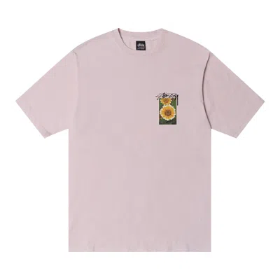 Pre-owned Stussy Flower Grid Pigment Dyed Tee 'blue' In Pink