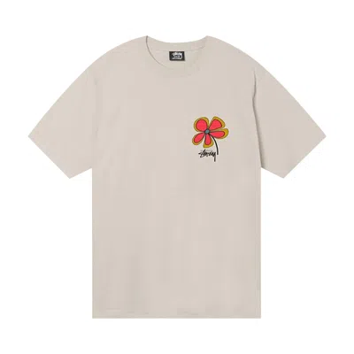 Pre-owned Stussy Flower Tee 'smoke' In Cream