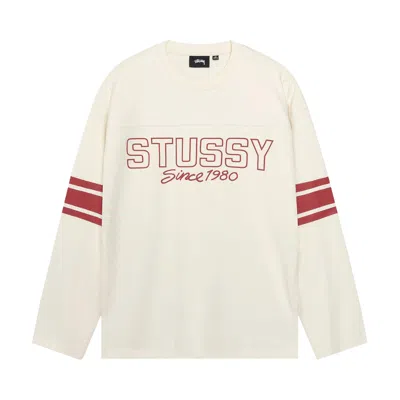 Pre-owned Stussy Football Crew 'bone' | Cream | Men's Size L In White