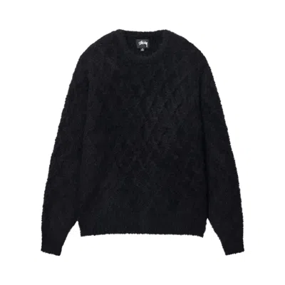 Pre-owned Stussy Fuzzy Lattice Crew Sweater 'black'
