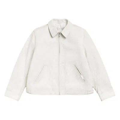 Pre-owned Stussy Garage Jacket Cracked Leather 'white' | Men's Size S