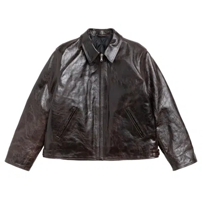 Pre-owned Stussy Garage Jacket Leather 'dark Brown' | Men's Size M