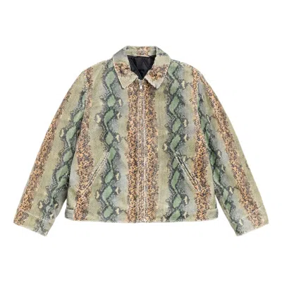 Stussy Garage Jacket Leather 'snake' In Brown