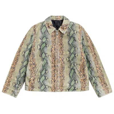 Pre-owned Stussy Garage Jacket Leather 'snake' | Multi-color | Men's Size M