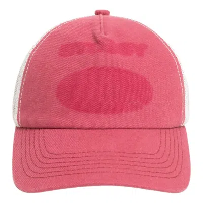 Stussy Ghost Logo Trucker Cap 'red' In Pink