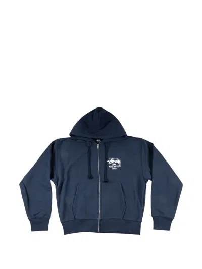 Stussy Ginza Logo-print Hoodie In Blue