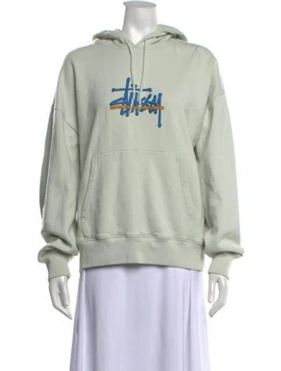 Pre-owned Stussy Graphic Print Crew Neck Hoodie In Green