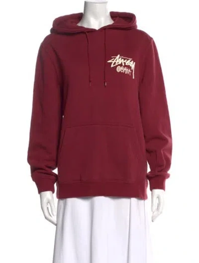 Pre-owned Stussy Graphic Print Crew Neck Hoodie In Red