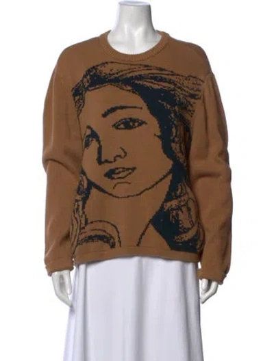 Pre-owned Stussy Graphic Print Crew Neck Sweater In Brown