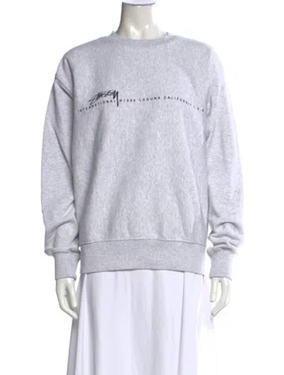 Pre-owned Stussy Graphic Print Crew Neck Sweater In Gray