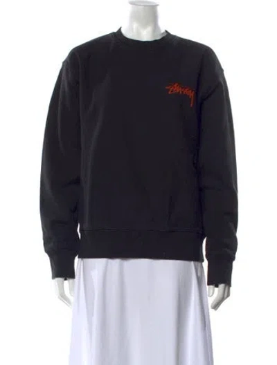 Pre-owned Stussy Graphic Print Crew Neck Sweatshirt In Black