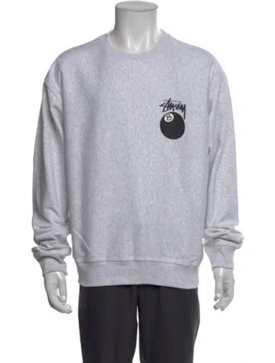 Pre-owned Stussy Graphic Print Crew Neck Sweatshirt In Gray