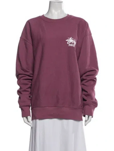 Pre-owned Stussy Graphic Print Crew Neck Sweatshirt In Pink