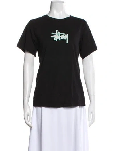 Pre-owned Stussy Graphic Print Crew Neck T-shirt In Black