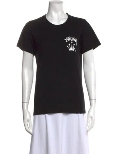 Pre-owned Stussy Graphic Print Crew Neck T-shirt In Black