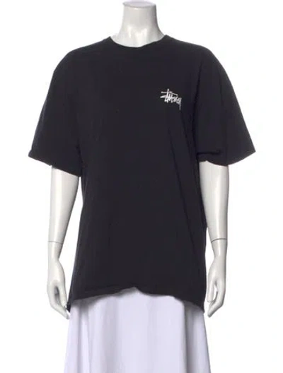 Pre-owned Stussy Graphic Print Crew Neck T-shirt In Black