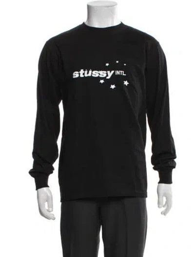 Pre-owned Stussy Graphic Print Crew Neck T-shirt In Black