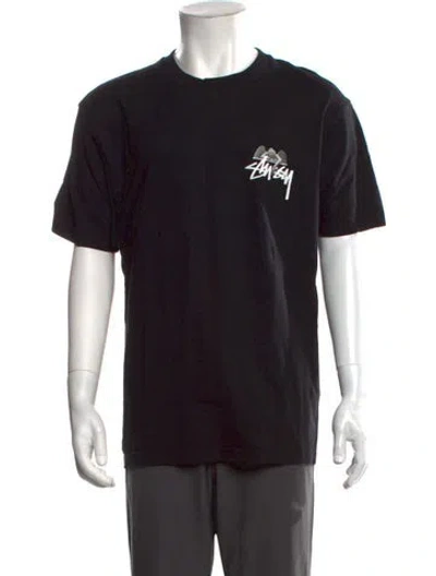 Pre-owned Stussy Graphic Print Crew Neck T-shirt In Black