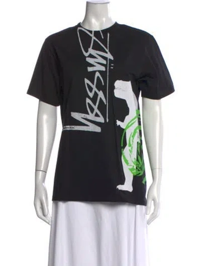 Pre-owned Stussy Graphic Print Crew Neck T-shirt In Black