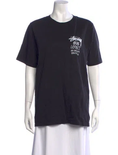 Pre-owned Stussy Graphic Print Crew Neck T-shirt In Black