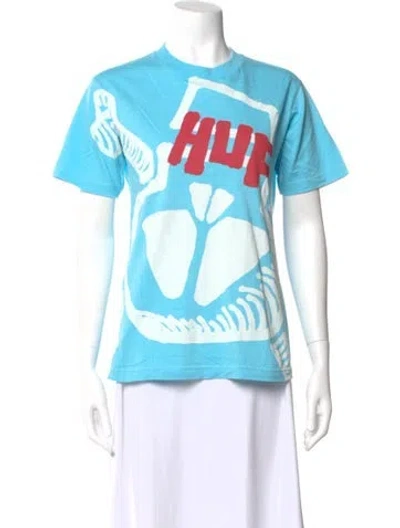 Pre-owned Stussy Graphic Print Crew Neck T-shirt In Blue