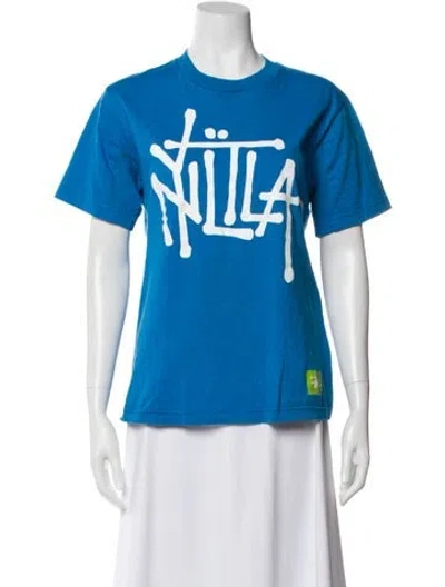 Pre-owned Stussy Graphic Print Crew Neck T-shirt In Blue