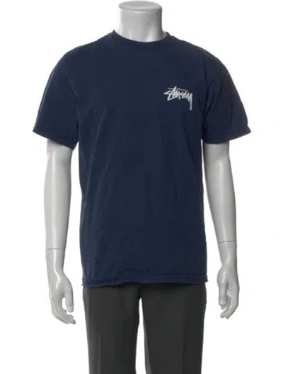 Pre-owned Stussy Graphic Print Crew Neck T-shirt In Blue