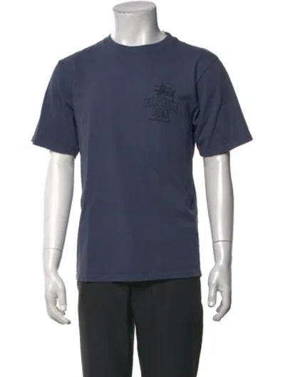 Pre-owned Stussy Graphic Print Crew Neck T-shirt In Blue