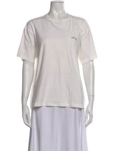 Pre-owned Stussy Graphic Print Crew Neck T-shirt In Gray