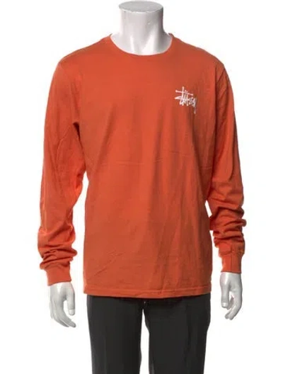 Pre-owned Stussy Graphic Print Crew Neck T-shirt In Orange